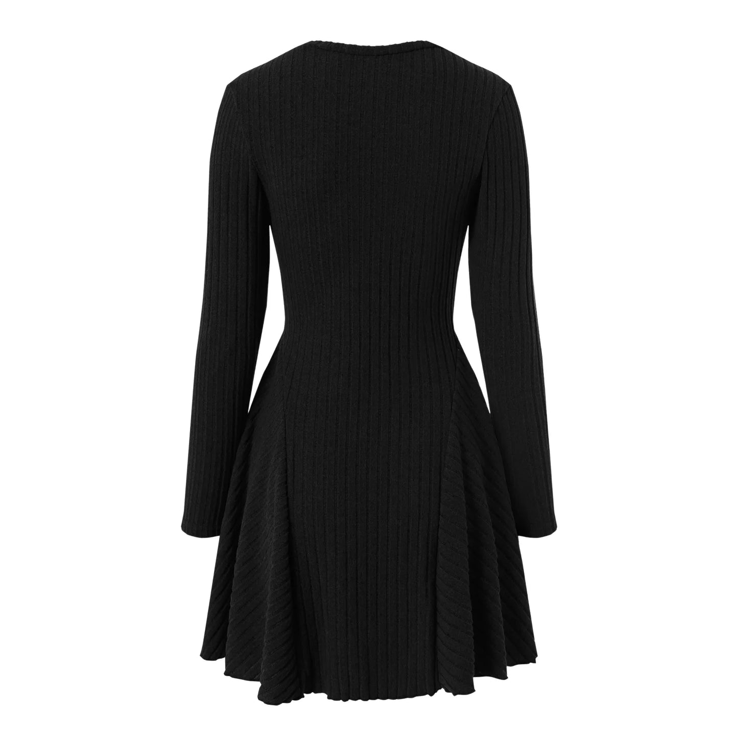 Knitted Mini Dresses Women V Neck Autumn Winter Solid Korean Fashion Vestidos Mujer Elegant Long Sleeve A-Line Women Dress 2025