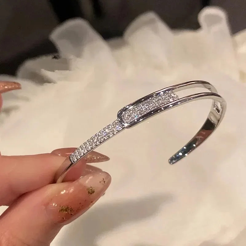 2024 New Simple Twisted Stainless Steel Open Bangles for Men Women Delicate Silver Color Cuff Bracelet Fashion Party Jewelry