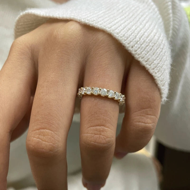 925 Silver Moissanite 2.2CT HipHop ring around electroplated 18k gold platinum exquisite fashion light luxury design women ring