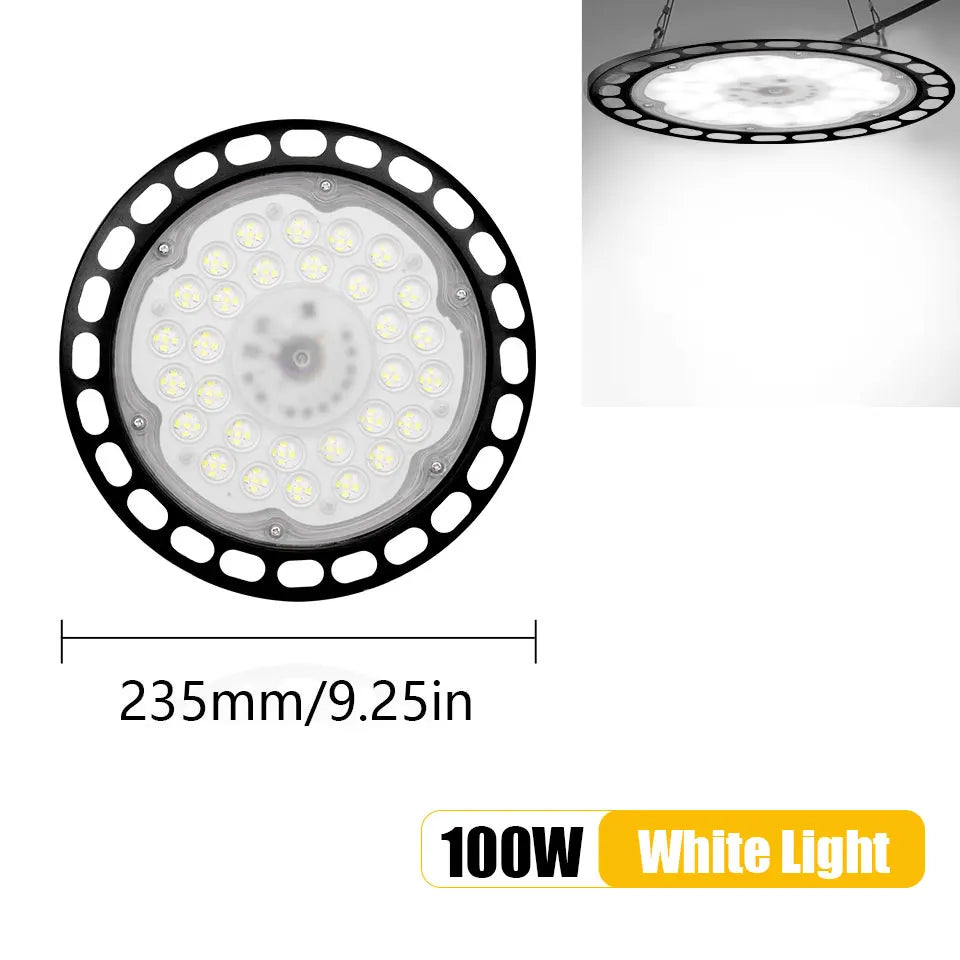 UFO High Bay Light 100W 150W 200W 300W LED Super Bright Waterproof Commercial Industrial Market Warehouse Garage Workshop Lamps