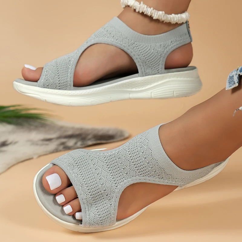 Women Summer Shoes New Mesh Fish Platform Sandals Women's Open Toe Wedge Sandals Ladies Light Casual Shoes Zapatillas Muje