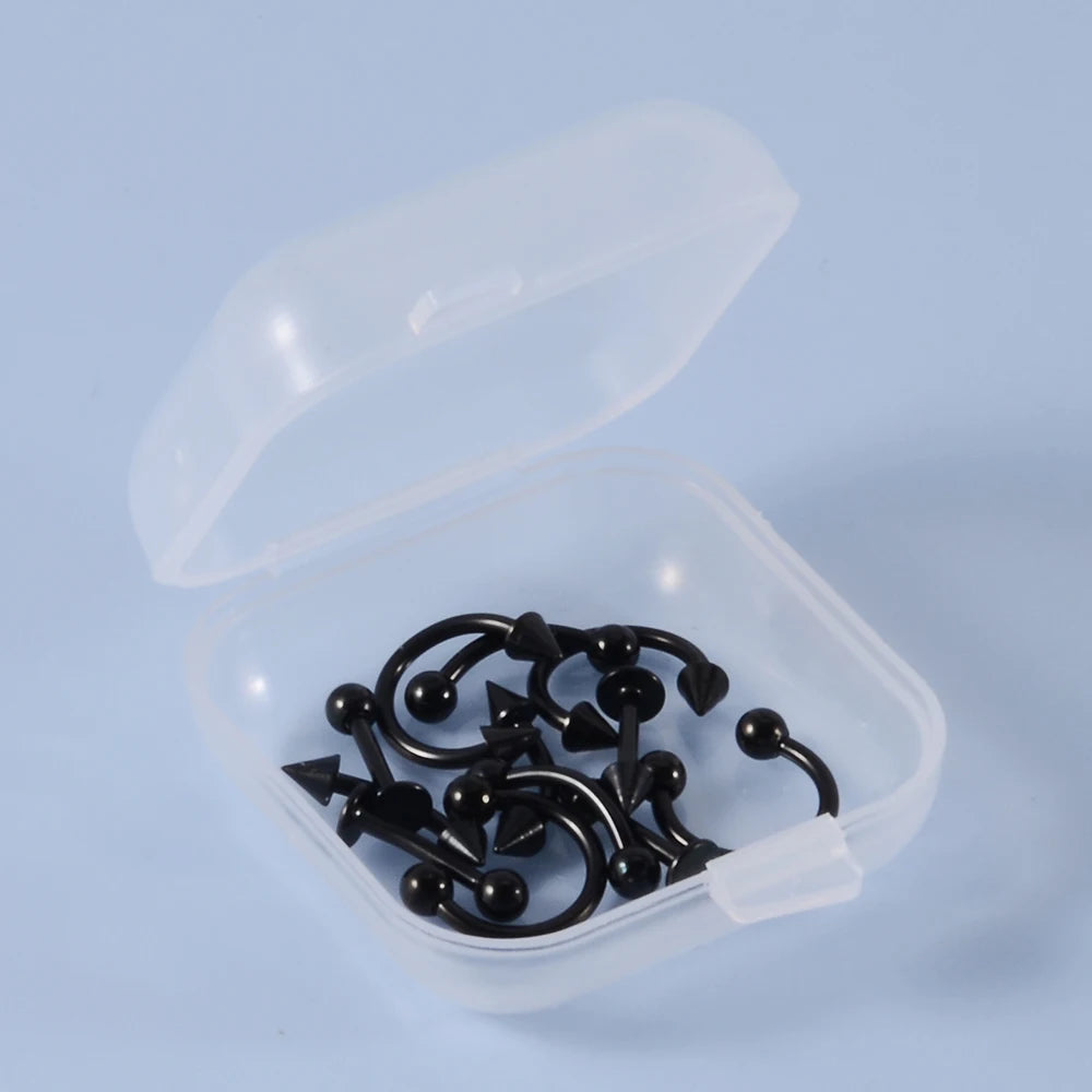 12pcs/Set Surgical Steel Silver Color Gold Plated Black Rainbow Ear Nose Eyebrow Labret Basic Piercing Jewelry Set 8mm