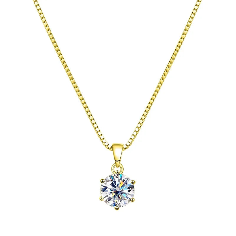 EWYA 1 2 Carat Real Moissanite Pendant Necklace For Women 6 Prong 100% 925 Sterling Silver Wedding Party Bridal Fine Jewelry