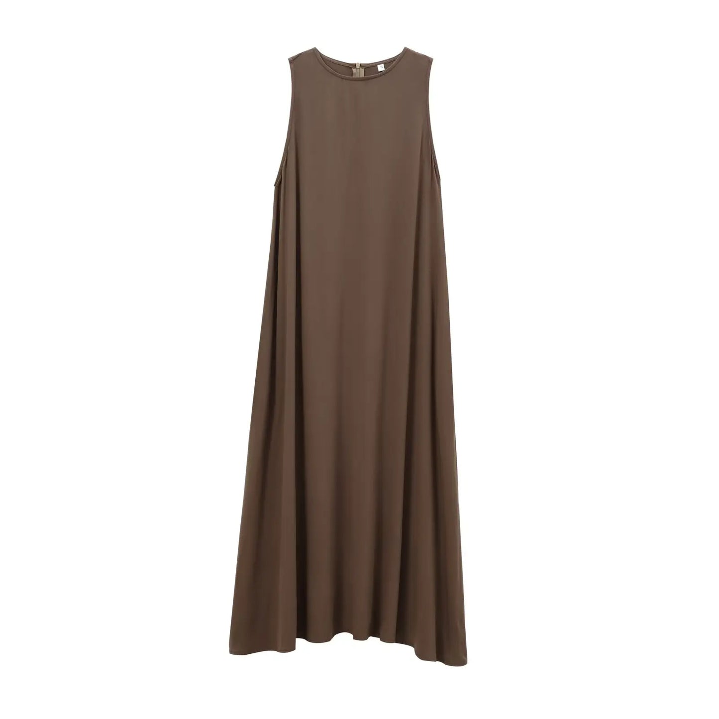 2024 Autumn and Winter New Arrivals Women's Simple Loose Round Neck Sleeveless Vest Long Skirt Midi Dress