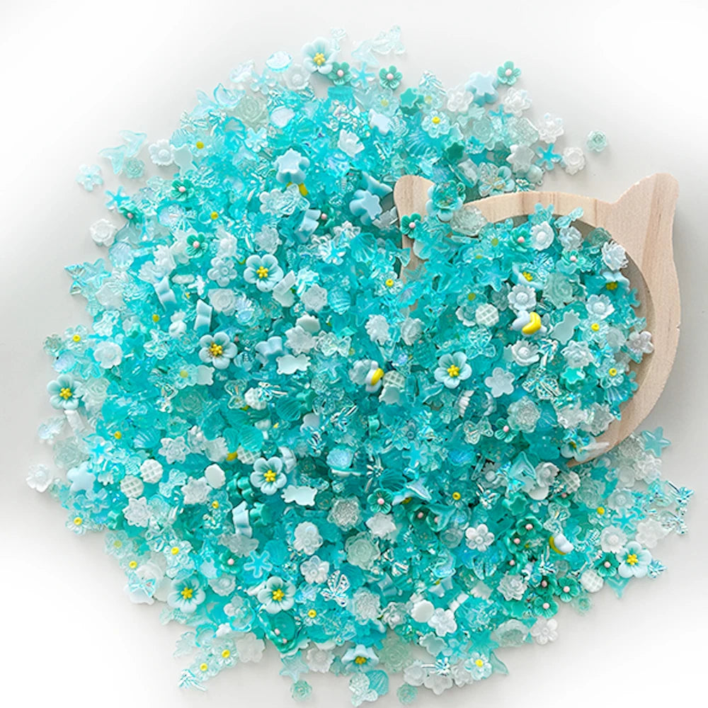 100PCS Random Mixed Strawberry Flowers Nail Charms Sweet Resin Flatback Moon Nail Art Decoration Accessories Manicure DIY