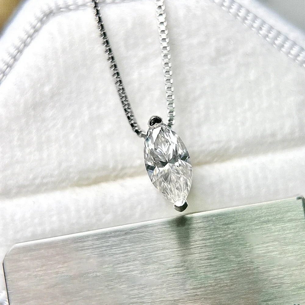 1CT Marquise Moissanite Pendant Neckalce 925 Sterling Silver Plated Gold Water Drop Diamond Necklaces Certified For Women Daily