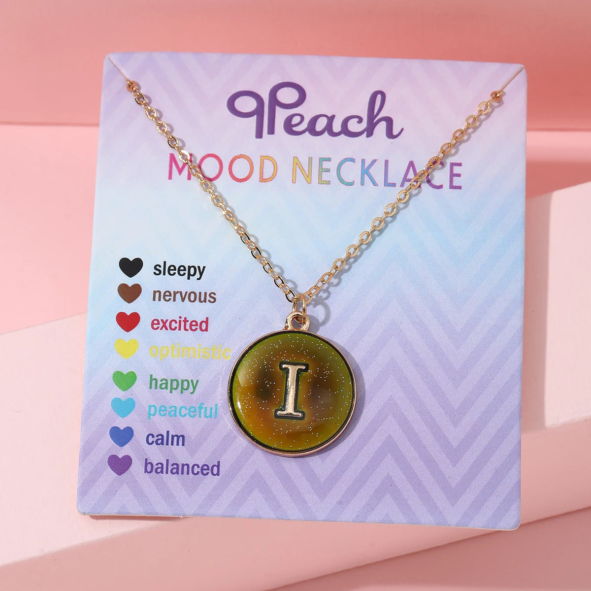 Fashionable Temperature-Sensitive Color-Changing 26 Letters Pendant Necklace Zinc Alloy Mood Regulation Chain Jewelry Accessory