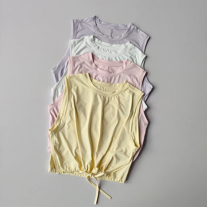 Yoga Suit, Women's Summer Thin Breathable Loose Sports Vest T-shirt Running Training High-end Feeling Temperament Fitness Suit