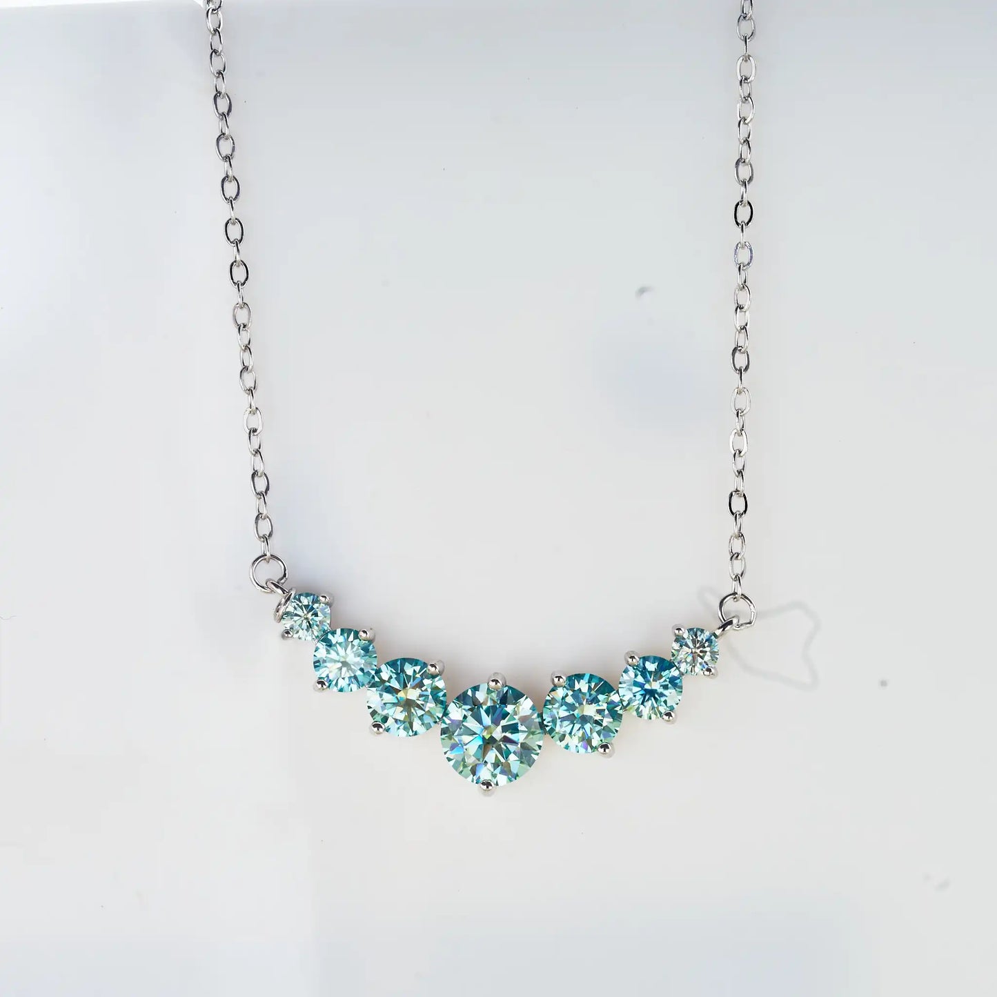 Real 1.7/2.8/5cttw Full Moissanite bluegreen Pendant Necklace for Women S925 Silver lab Diamond Chain Necklaces fine Jewelry