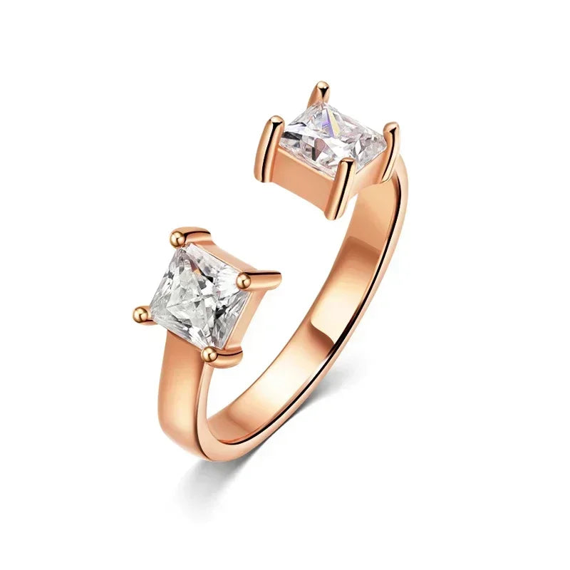 Smyoue 1CTTW 4.5mm Princess Cut Certified Moissanite Rings for Women Adjustable 100% 925 Sterling Silver Wedding Party Band Gift