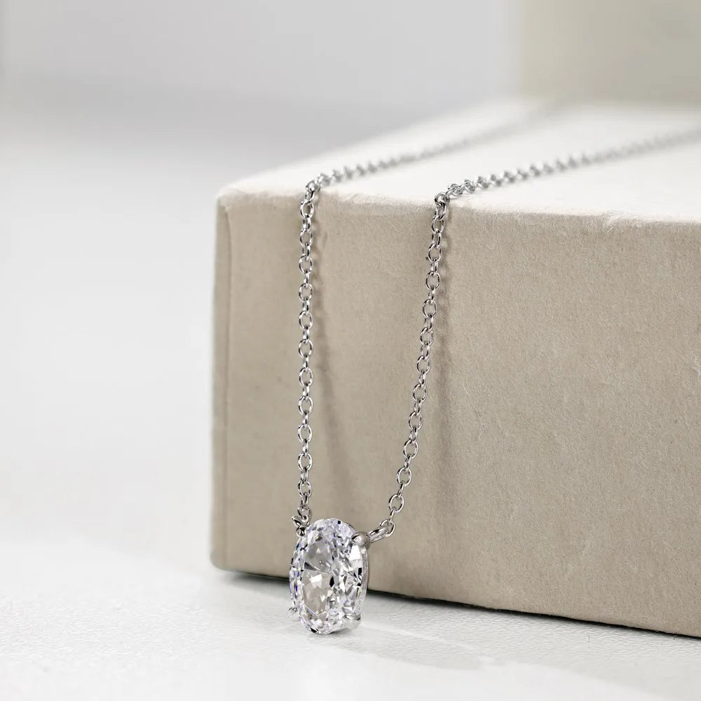 Oval Cut 1-4CT D Color Moissanite Necklace for Women S925 Sterling Silver Wedding Diamond Pandant Neck Chain Party Gifts Jewelry