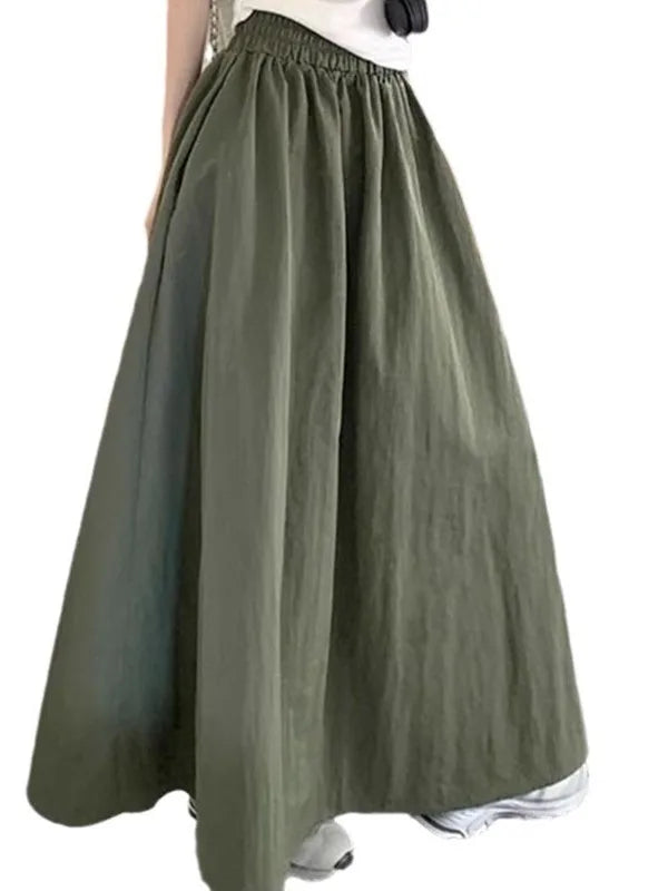 Workwear Halflength Skirt for Women Summer Loose High Waist Covering Crotch Student Dropping Feeling A-line Hundred 58ON
