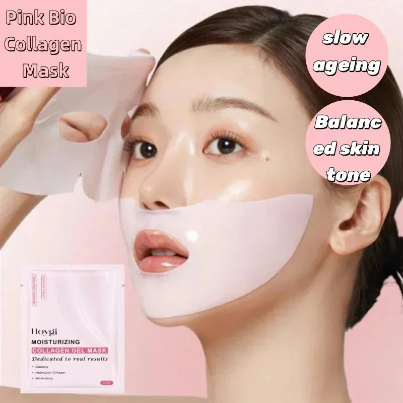 Pink Bio Collagen Gel Salmon Pdrn Face Mask Deep Hydrating Overnight Moisturizing Hydrogel Jelly Face Sheeets Balance Skin Tone