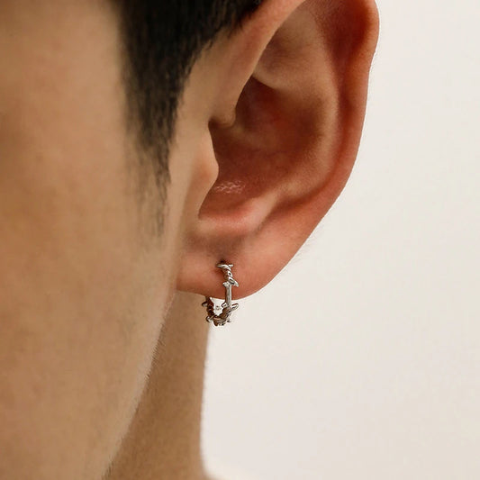 ゴシックシルバーカラーソーンズフープイヤリングレディースメンズティーンズパンクファッショントレンディパーティージュエリー美的アクセサリー Ушные Гвозди