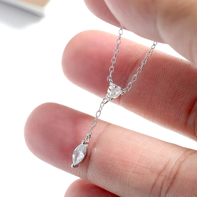 KNOBSPIN Moissanite Necklaces for Women GRA Certified 3x6mm Marquise Cut Gemstone Pendant s925 Sterling Silver Dainty Necklaces