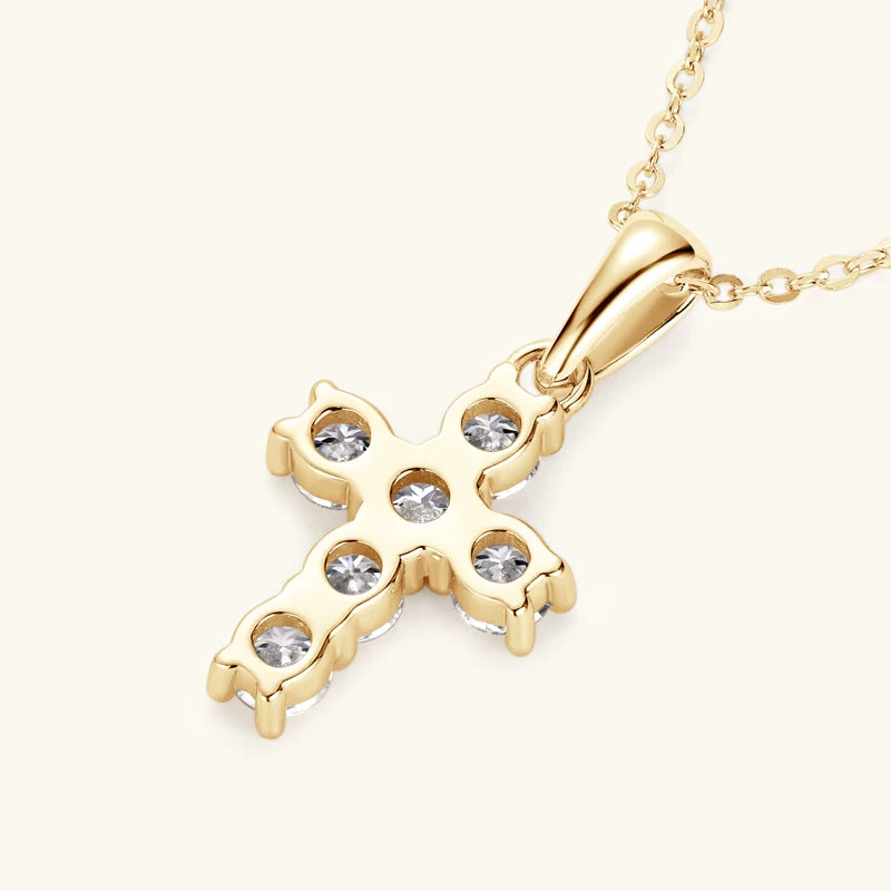 Anziw Classic Charm Cross Pendant Necklace 925 Sterling Silver Moissanite with Certificate for Women Men Gifts Collar Jewelry