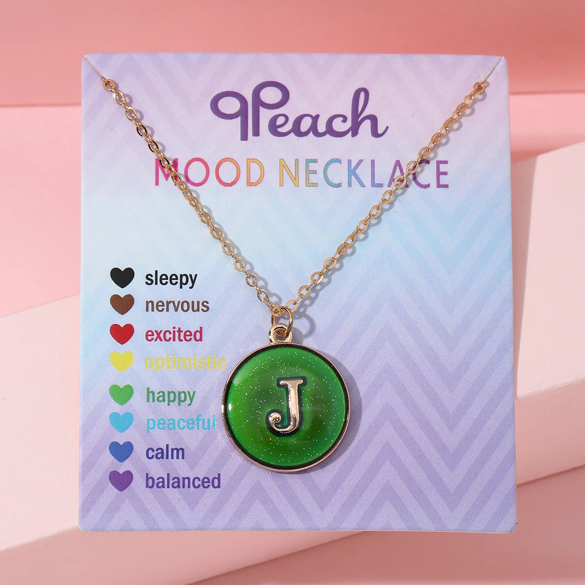Fashionable Temperature-Sensitive Color-Changing 26 Letters Pendant Necklace Zinc Alloy Mood Regulation Chain Jewelry Accessory