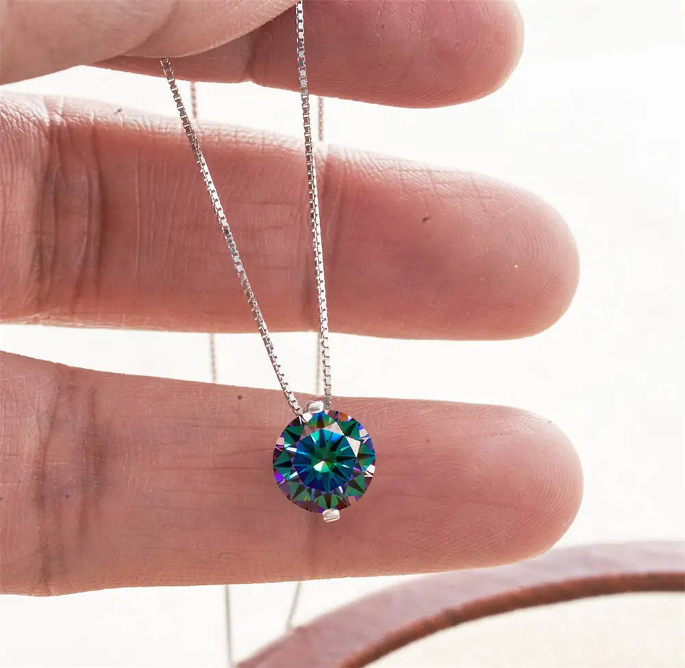 2CT D Color Moissanite Simple Pendant Necklace With Certificate 925 Sterling Silver Women Necklace Fine Jewelry Gift For Wedding