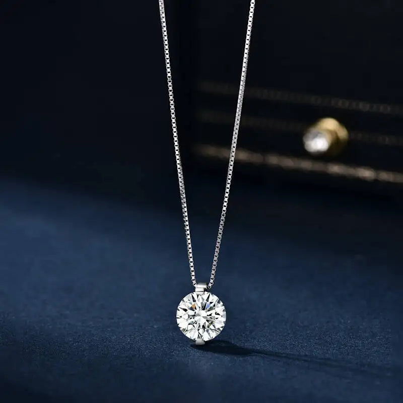 2CT D Color Moissanite Simple Pendant Necklace With Certificate 925 Sterling Silver Women Necklace Fine Jewelry Gift For Wedding