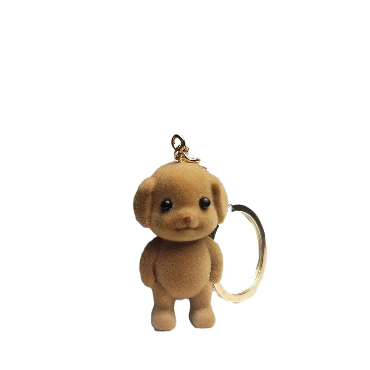 Forest Family Flocking Dog Keychain Cute Flocked Little Poodle Animals Keyring Bag Pendant Backpack Charms Accessories wholesale