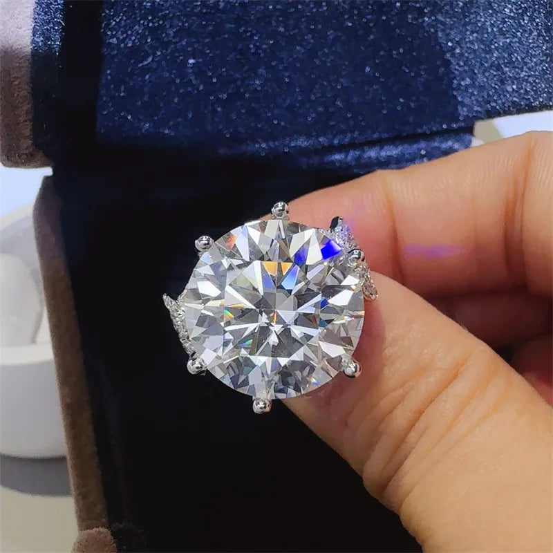 10 Carat D Color Moissanite Rings for Women s925 Silver Moissanita Lab Grown Diamond Plated 18k White Gold Luxury Ring Jewelry