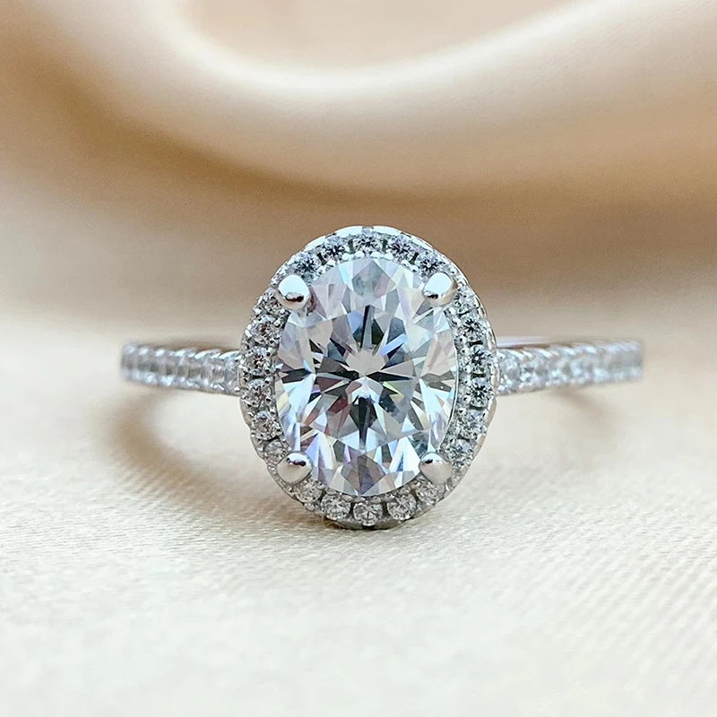 Smyoue Oval Cut 1CT 2CT 3CT D Color Moissanite Rings for Women Lab Diamond Wedding Promise Band S925 Sterling Silver Jewelry