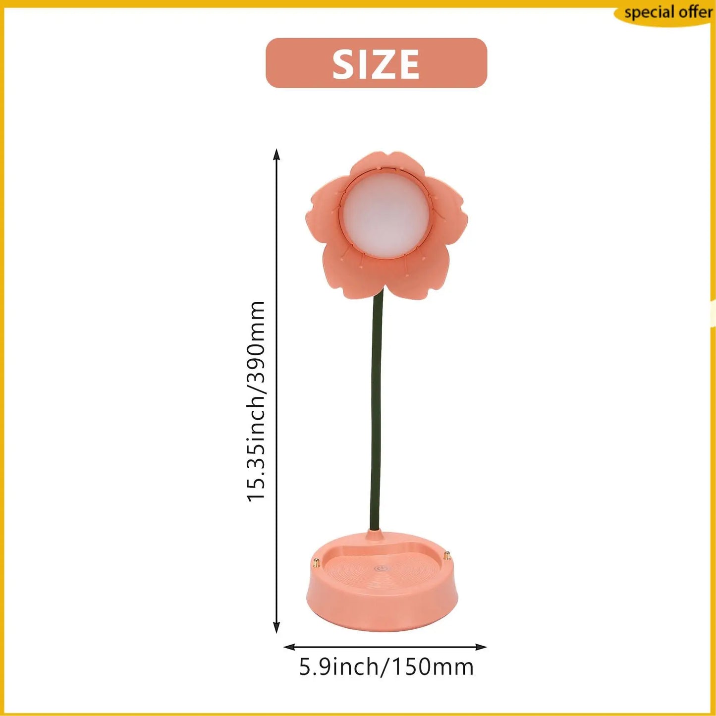 A50I Flower LED Desk Lamp Student Bedroom Lighting Contact Eye Protection USB