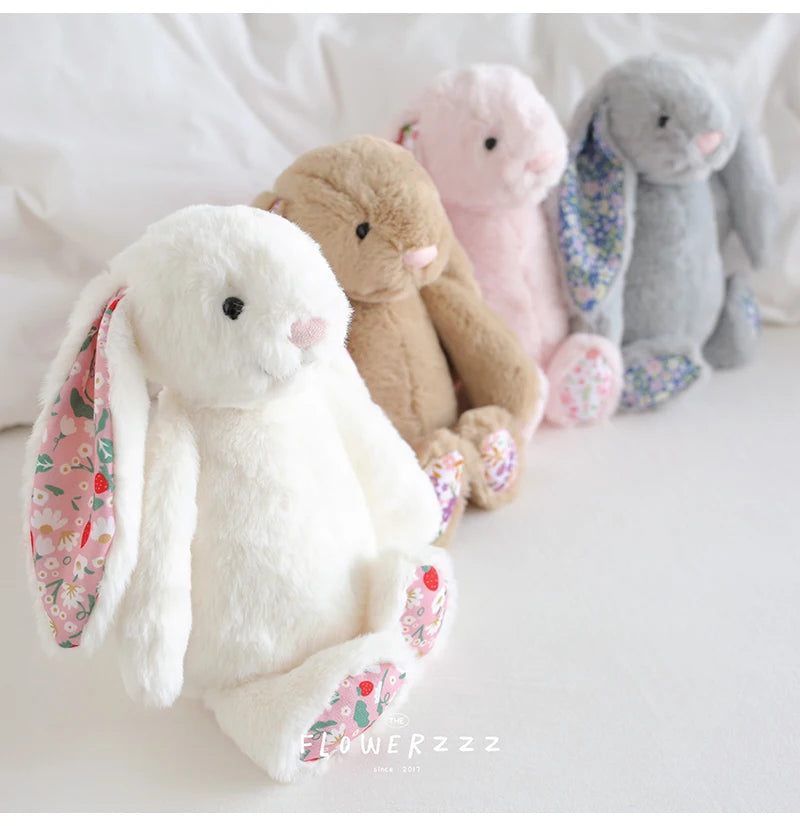30cm Bonnie Rabbit Floral Ears Plush Toys Cartoon Stuffed Bunny Dolls Children's Room Decor Toy Soft Birthday Gifts For Girl