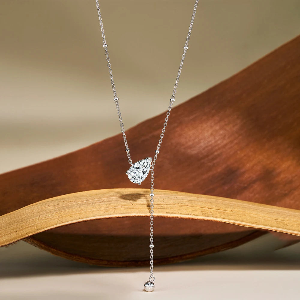 1.5/3Carat Waterdrop Moissanite Pendant Necklace For Woman Gra Certified Pear Cut Solitaire Diamond Drop Neckchain S925 Silver