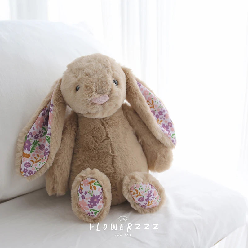 30cm Bonnie Rabbit Floral Ears Plush Toys Cartoon Stuffed Bunny Dolls Children's Room Decor Toy Soft Birthday Gifts For Girl