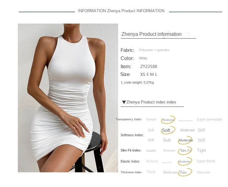 Women s Dresses 2025 New Sleeveless Backless Women's Round Neck Sexy Halter Ruffle Bodycon Mini Dress for Party Club Vacation