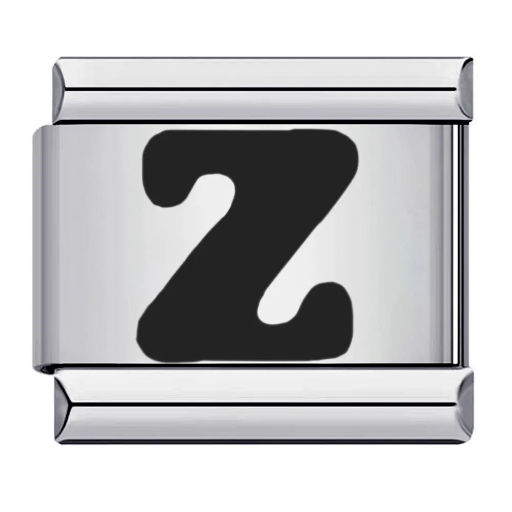 Glaze Black 26 English A-Z Letters Italian Links Charm Fit 9mm Stainless Steel Women Men Bracelet DIY Making 2025 Jewelry