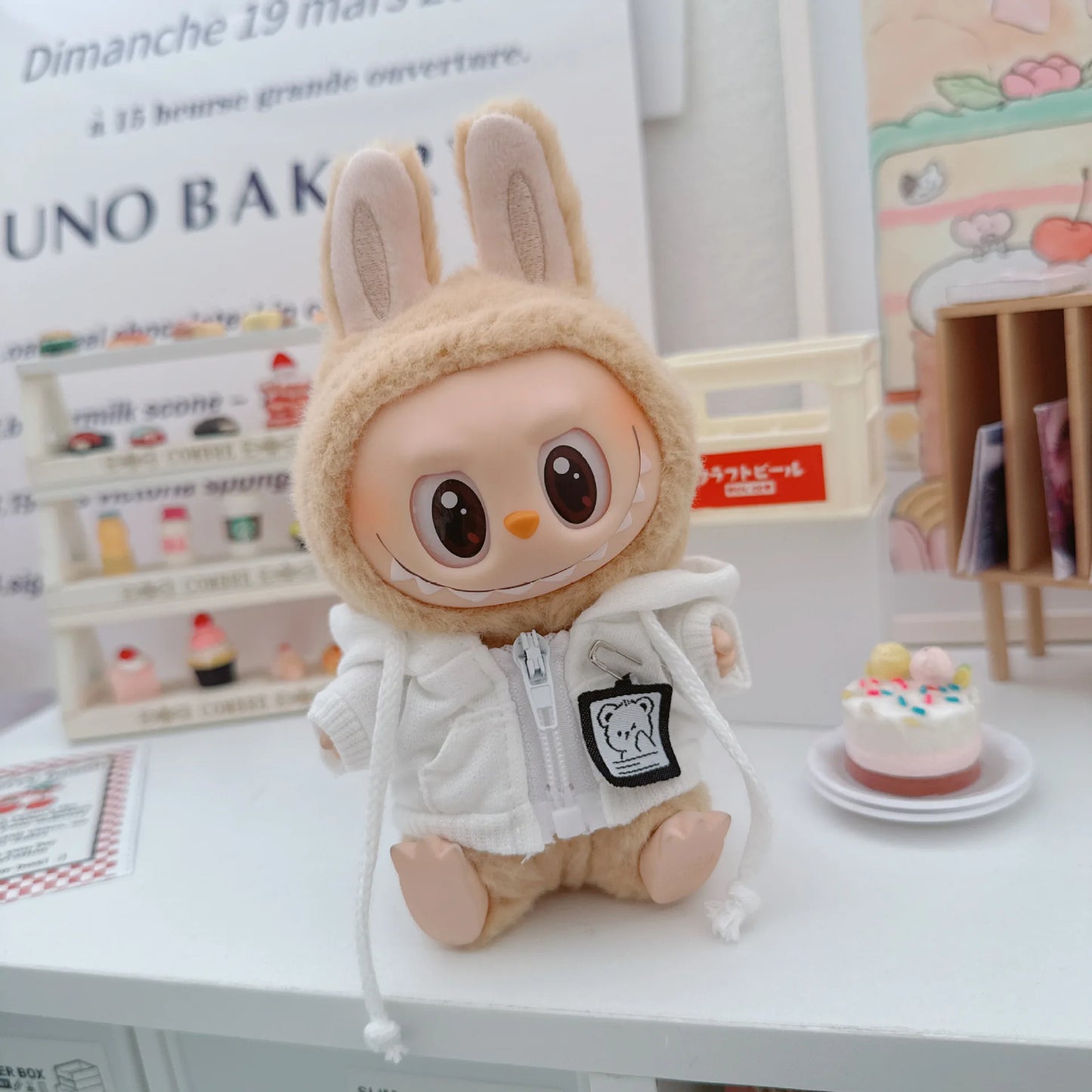 17cm Labubu Bear Casual Jacket Doll Clothes - Cute Plush Outerwear for Pullip Blythe OB11 BJD, Kawaii Teddy Coat