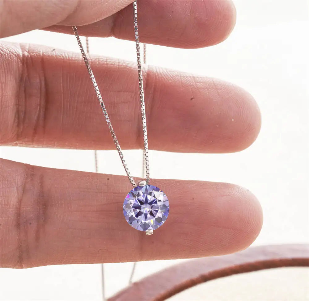 2CT D Color Moissanite Simple Pendant Necklace With Certificate 925 Sterling Silver Women Necklace Fine Jewelry Gift For Wedding