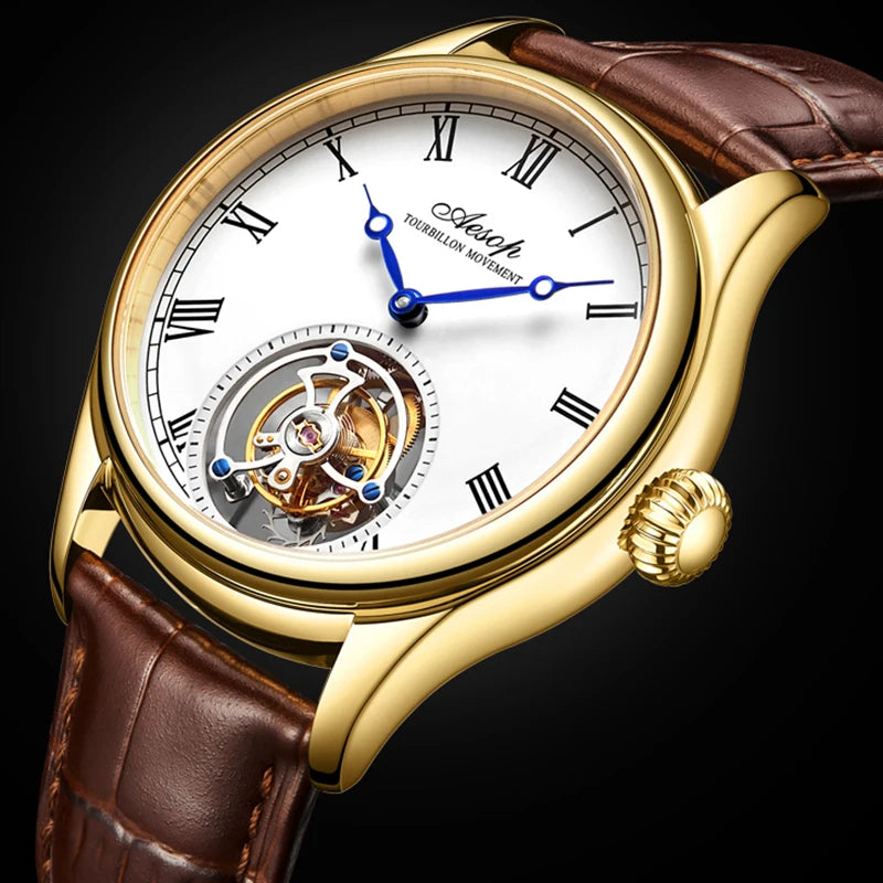 Aesop Real Flying Tourbillon Movement Mechanical Watches Luxury Watch for Men Skeleton Tourbillon Watch Sapphire 2025 NEW