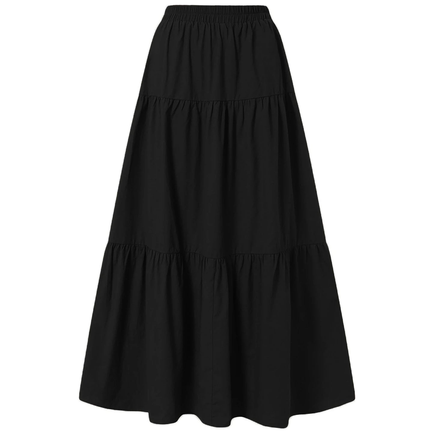 Women´s Casual Long Skirts Solid Color Pleated Big Hem Elastic Waist Loose Fit Skirts Simple Style Bottoms