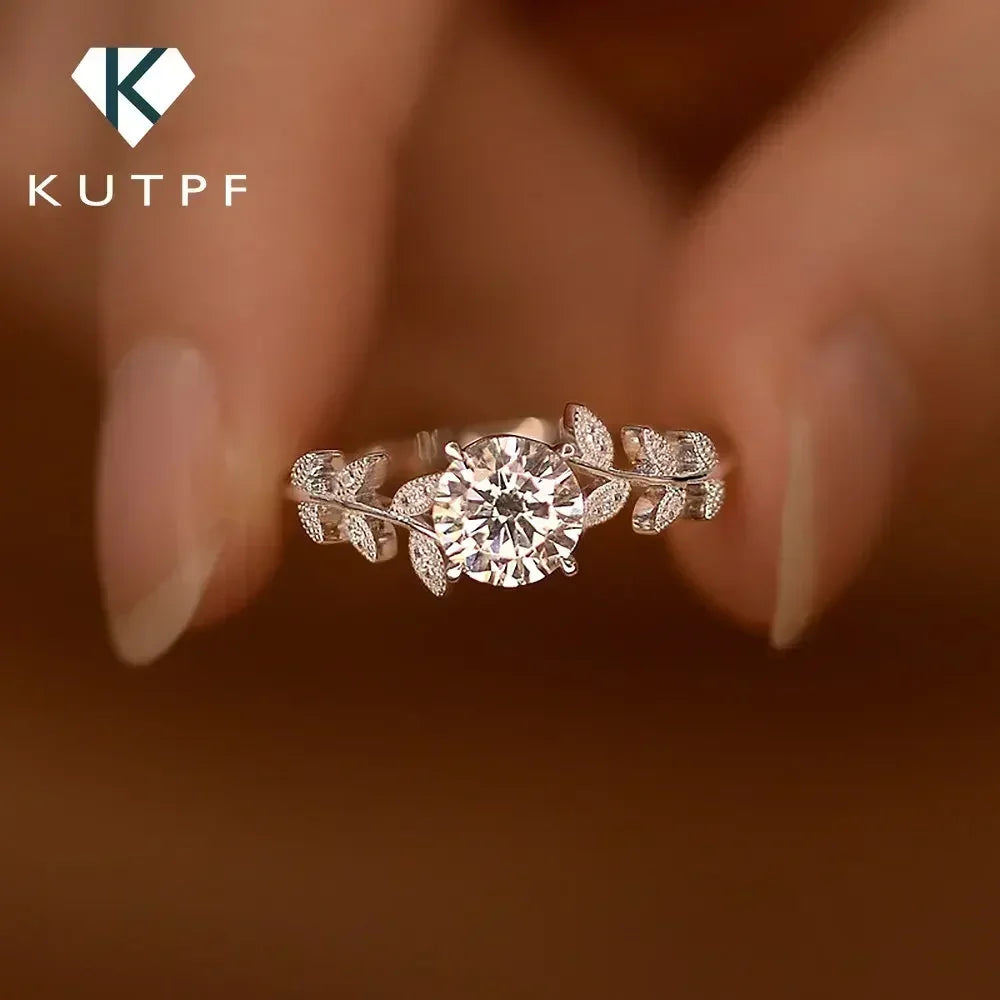 1CT Leaf Moissanite Diamond Engagement RingsCertified for Women 925 Sterling Silver Plated White Gold Wedding Band Promise Ring