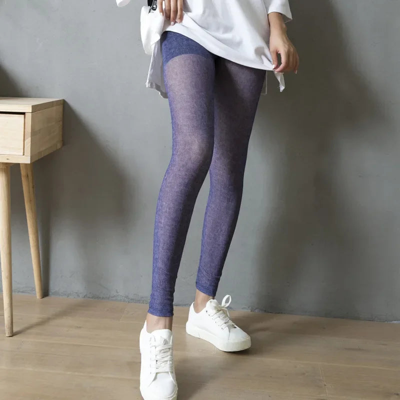 Women's Ice Silk Mesh Underwear Ultra-thin High-waisted Elastic Single Mesh Pants New Summer Style Leggings