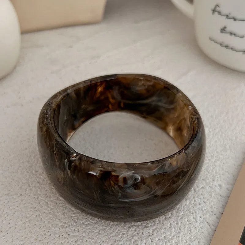 Vintage Chunky Coffee Thick Resin Acrylic Bangles Fashion Geometric Irregular Bangle Bracelets For Women Jewelry Gifts