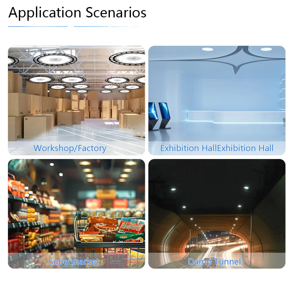 UFO High Bay Light 100W 150W 200W 300W LED Super Bright Waterproof Commercial Industrial Market Warehouse Garage Workshop Lamps