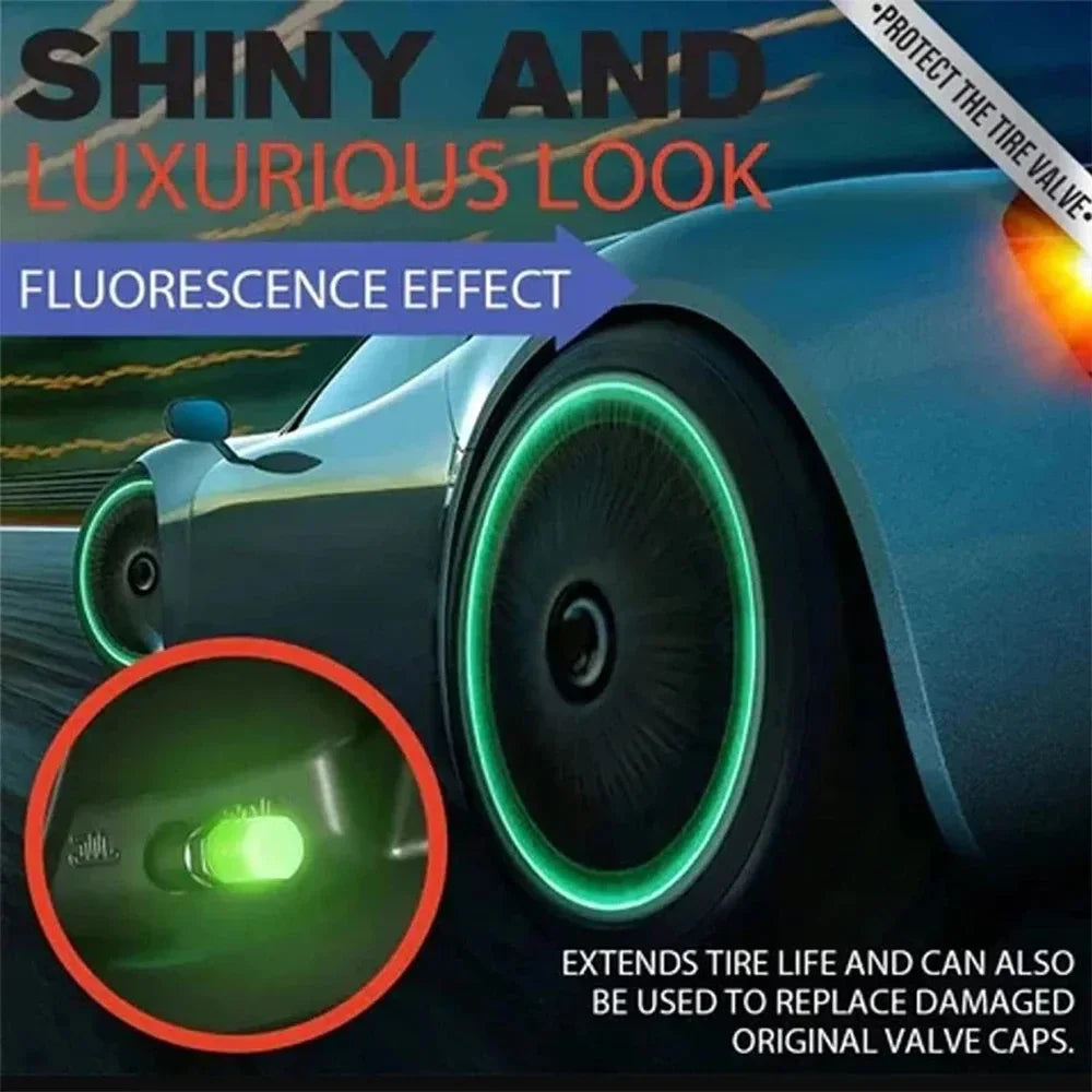 Luminous Valve Caps Fluorescent Glow-in-the-Dark Tire Valve Plugs for Cars Motorcycles Bikes Wheel Hubs Decorative Hub Covers