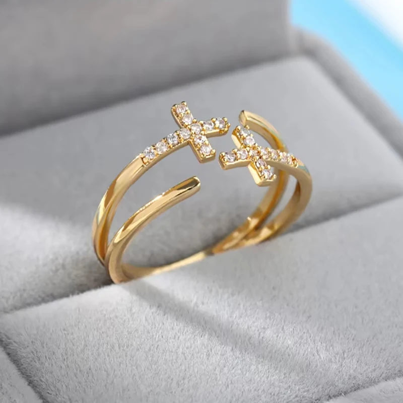 Vintage Ancient Greek Arethusa Goddess Coin Rings For Women Imitation Pearl Zircon Moon Stainless Steel Ring Fashion Jewelry