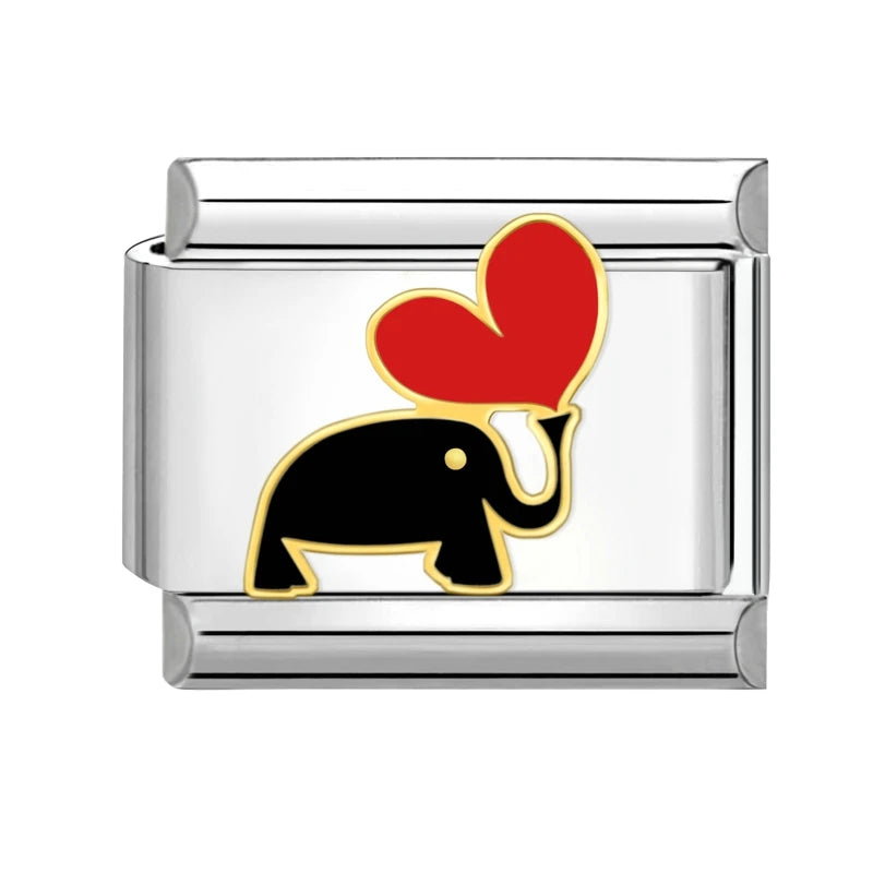 Fashion Charm Bracelet Checkerboard Panda Elephant Charm Italian Links Fit 9mm Bracelet Stainless Steel DIY Making Jewelry