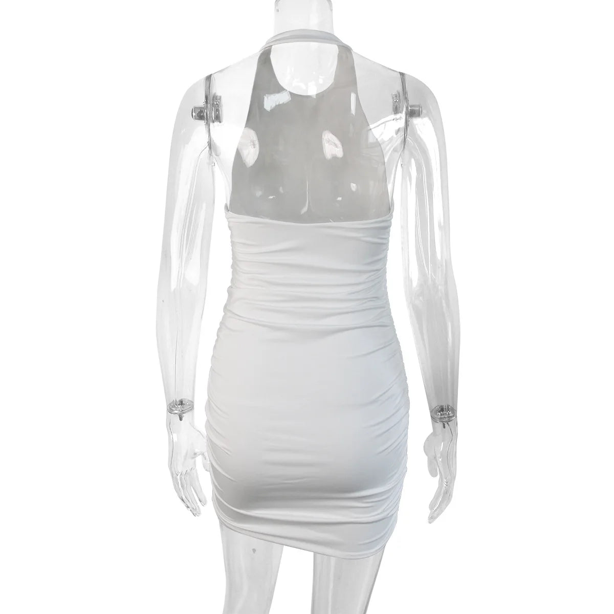 Women s Dresses 2025 New Sleeveless Backless Women's Round Neck Sexy Halter Ruffle Bodycon Mini Dress for Party Club Vacation