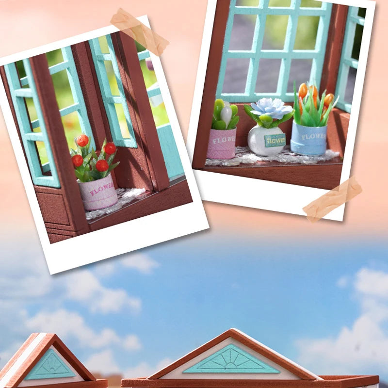Diy Mini Wooden Dollhouse With Furniture Light Doll House Casa Assembly Model Pink Princess Villa Architecture Kit Toys Birthday