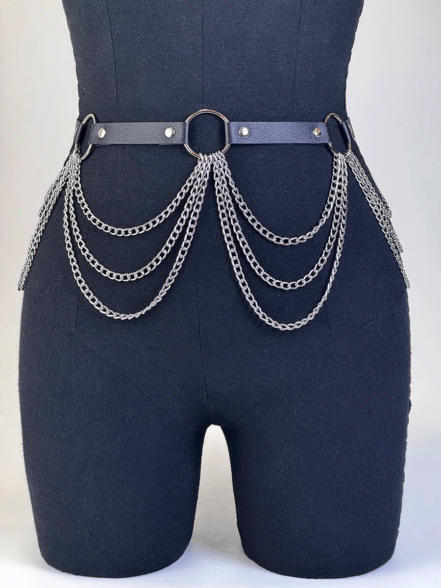  Women Sexy Leather Harness Belt Waist Chain Harness Fashion Waistband Accessory Leisure Punk Gothic Clothing Jewelry Belt