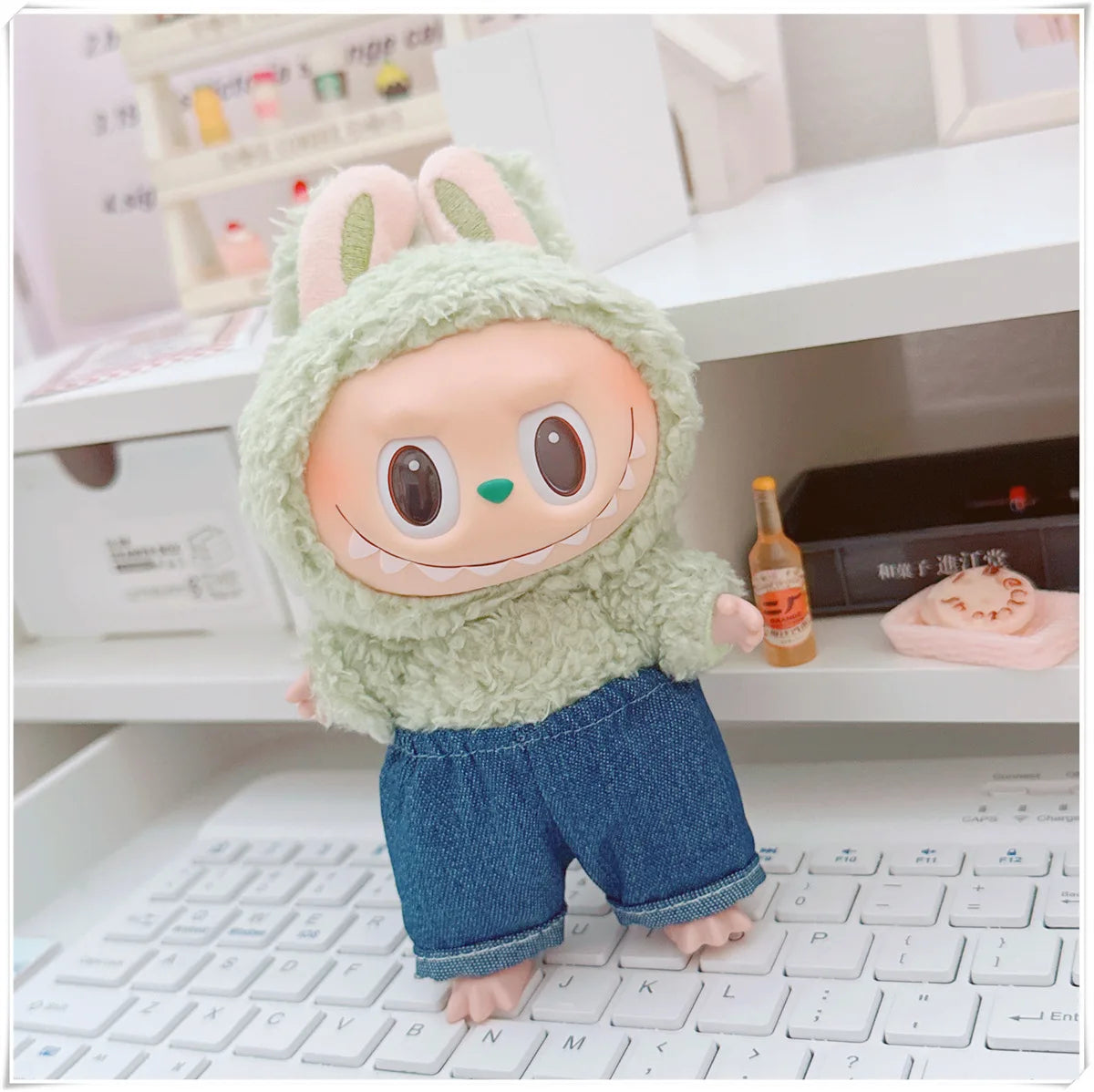 17cm Labubu Bear Casual Jacket Doll Clothes - Cute Plush Outerwear for Pullip Blythe OB11 BJD, Kawaii Teddy Coat