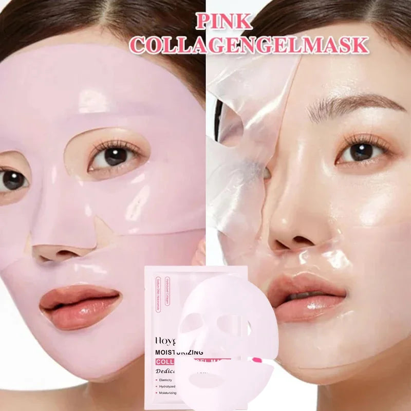 Pink Bio Collagen Gel Salmon Pdrn Face Mask Deep Hydrating Overnight Moisturizing Hydrogel Jelly Face Sheeets Balance Skin Tone