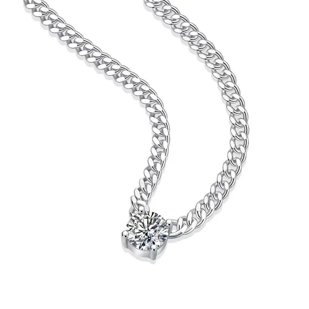 Lycfn 1/2/3ct Moissanite Colorful Cuban Chain 925 Sterling Silver 18k Gold Plated With GAR Necklace for Women Men Fine Jewelry