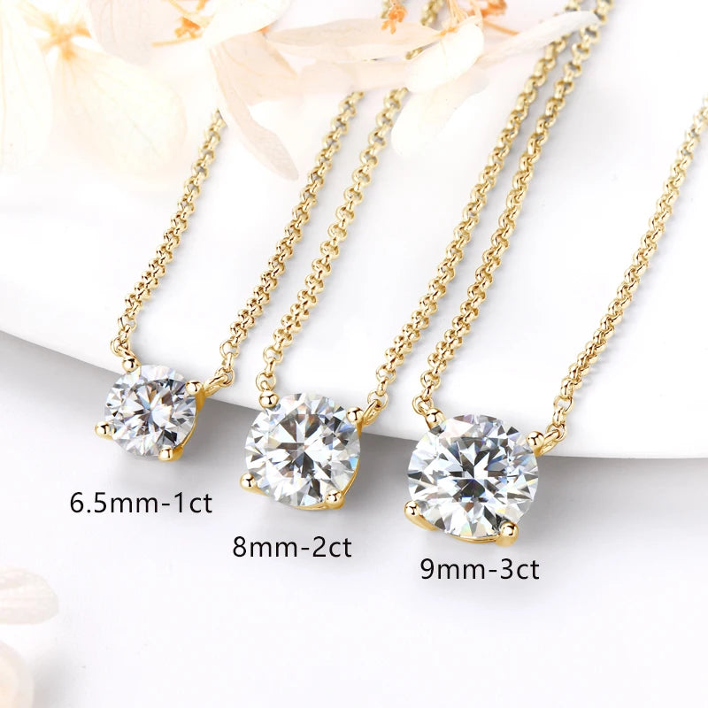 Lnngy 1CT 2CT 3CT Moissanite Pendant Necklace For Women s925 Sterling Silver Solitaire Drop Necklaces Certified Jewelry Gift